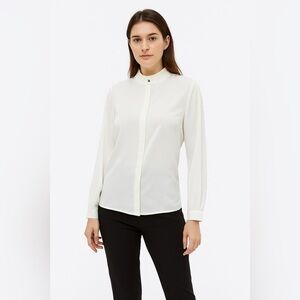 NWT Boo-hoo cream  size 10 blouse Emma funnel neck